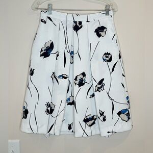🔥Zara Basic Floral A-Line Skirt - White and Blue Sz S NWOT